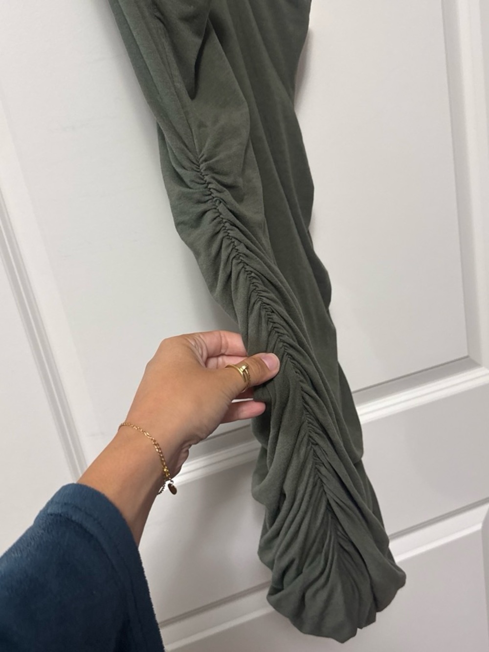 Express Olive Green Racerback Ruched Tank Dress - Picture 4 of 4